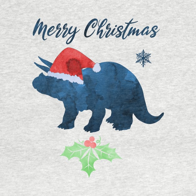 Christmas Dinosaur Art - Triceratops by TheJollyMarten